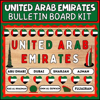 Preview of UAE National Day Bulletin Board Kit: Flags, Emirate Names, & Creative Alphabet