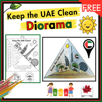 Preview of UAE (United Arab Emirates) Keep the UAE Clean Diorama Cut and Paste Activity