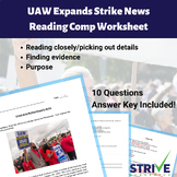 UAW Strike Expands News Article Non-fiction Reading Comprehension