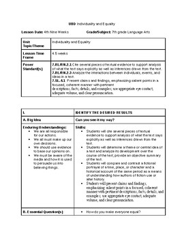 Preview of UBD (Unit by Design)-- Individuality and Equality