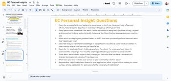 Preview of UC Personal Insights