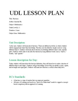 Preview of UDL lesson plan