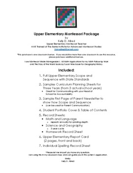 Preview of UE Montessori Curriculum and Record Keeping PACKAGE