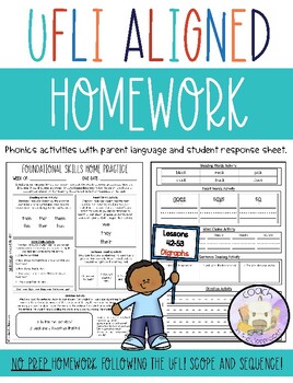 Preview of UFLI Aligned Homework Lessons 42-53 - Parent Language Embedded - Recording Sheet