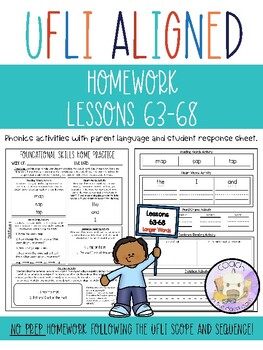 Preview of UFLI Aligned Homework Lessons 63-68 - Parent Language Embedded - Recording Sheet