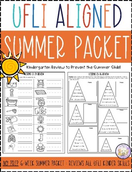 Preview of UFLI Aligned Kindergarten Summer Packet - Reviews ALL Kinder Skills!