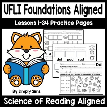 Preview of UFLI Aligned Phonics Practice Pages Lessons 1-34 Science of Reading Aligned