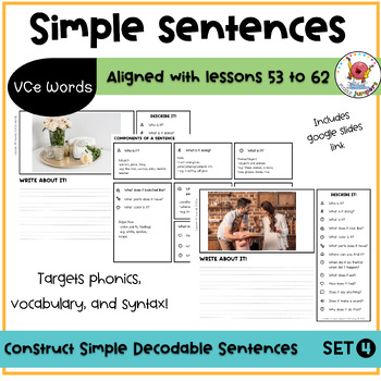 Preview of UFLI Aligned Simple Sentences | Describe and Construct | VCe words 54 to 62