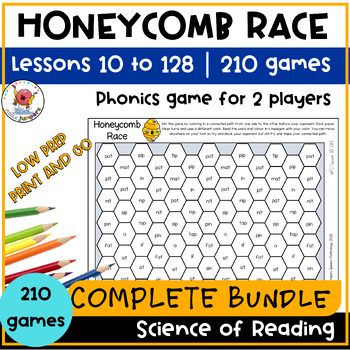 Preview of UFLI FOUNDATIONS INSPIRED PHONICS | Honeycomb Race | COMPLETE BUNDLE | 10 to 128
