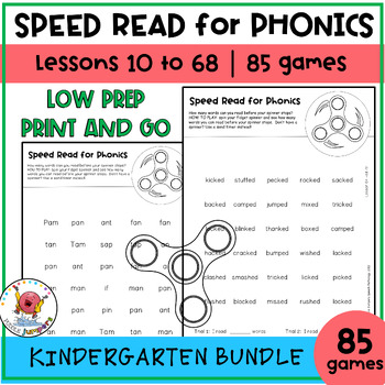 Preview of UFLI FOUNDATIONS | Speed Read Phonics Game | KINDERGARTEN BUNDLE 10 to 68