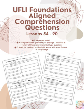 Preview of UFLI Foundations Aligned Comprehension Questions - Lessons 54-90
