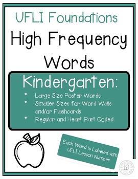 Preview of UFLI Foundations- High Frequency Words - Heart Parts - Kindergarten - Flashcards