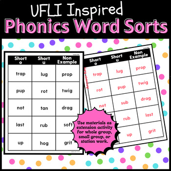 Preview of UFLI Foundations Inspired Resource Lessons 35-128 | Phonics Sort | Station Work