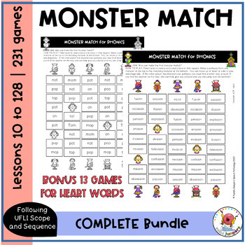 Preview of UFLI GAMES | Monster Match Phonics | COMPLETE BUNDLE + IRREGULAR / HEART WORDS