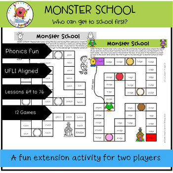 Preview of UFLI GAMES | Monster School Phonics | Word Work Lessons 69 to 76