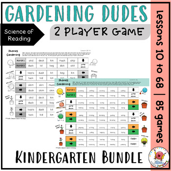Preview of UFLI GAMES | Spring Gardening Phonics | KINDERGARTEN BUNDLE Lessons 10 to 68