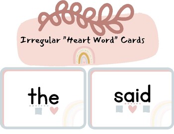 Preview of UFLI Heart Word Cards- Boho Rainbow