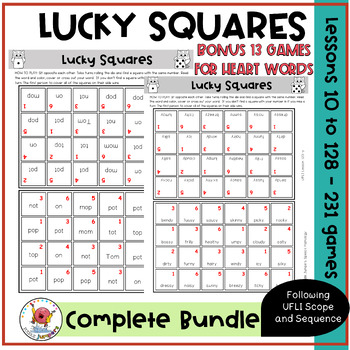 Preview of UFLI INSPIRED GAMES | Lucky Squares Phonics | COMPLETE BUNDLE + HEART WORDS