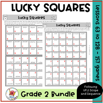 Preview of UFLI INSPIRED GAMES | Lucky Squares Phonics | GRADE 2 BUNDLE Lessons 63 to 128