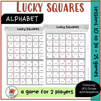 Preview of UFLI INSPIRED GAMES | Lucky Squares Phonics | Word Work Lessons 10 to 34