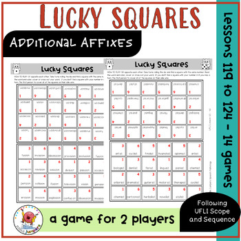Preview of UFLI INSPIRED GAMES | Lucky Squares Phonics | Word Work Lessons 119 to 128