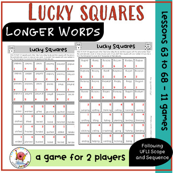 Preview of UFLI INSPIRED GAMES | Lucky Squares Phonics | Word Work Lessons 63 to 68