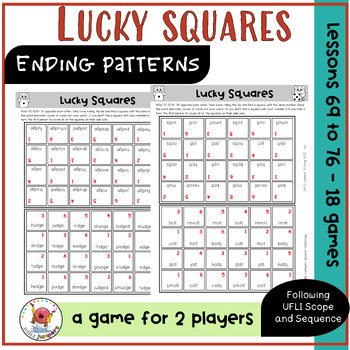 Preview of UFLI INSPIRED GAMES | Lucky Squares Phonics | Word Work Lessons 69 to 76