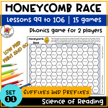 Preview of UFLI INSPIRED PHONICS | Honeycomb Race Game | Word Work Lessons 99 to 106