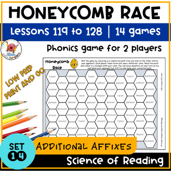Preview of UFLI INSPIRED PHONICS | Honeycomb Race Game | Word Work Lessons 119 to 128