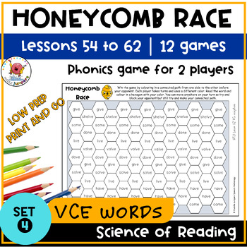 Preview of UFLI INSPIRED PHONICS | Honeycomb Race Game | Word Work Lessons 54 to 62 VCe