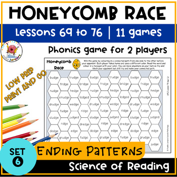 Preview of UFLI INSPIRED PHONICS | Honeycomb Race Game | Word Work Lessons 69 to 76