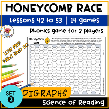 Preview of UFLI INSPIRED PHONICS | Honeycomb Race Game | Word Work Lessons 42 to 53