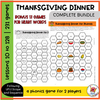 Preview of UFLI Inspired Phonics Game | Thanksgiving Dinner | COMPLETE BUNDLE + HEART WORDS