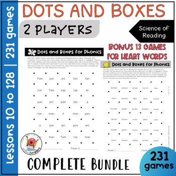 Preview of UFLI PHONICS | Dots and Boxes Game | COMPLETE BUNDLE + IRREGULAR/HEART WORDS