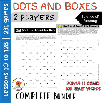 Preview of UFLI PHONICS | Dots and Boxes Game | COMPLETE BUNDLE + IRREGULAR/HEART WORDS