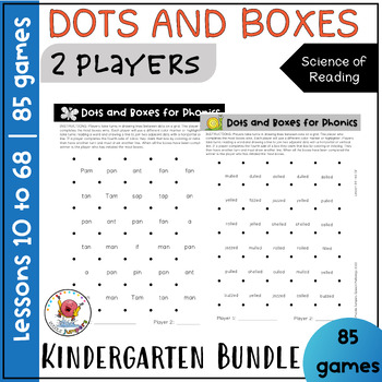 Preview of UFLI PHONICS | Dots and Boxes Game | KINDERGARTEN BUNDLE Lessons 10 to 68