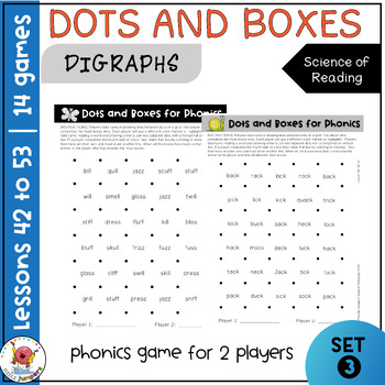 Preview of UFLI PHONICS | Dots and Boxes Game | Word Work Lessons 42 to 53 Digraphs