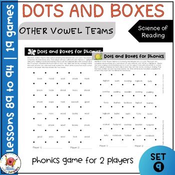 Preview of UFLI PHONICS | Dots and Boxes Game | Word Work Lessons 89 to 94 Vowel Teams