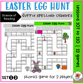 Preview of UFLI PHONICS | Easter Egg Hunt Game | Word Work Lessons 107 to 110 | Suffixes