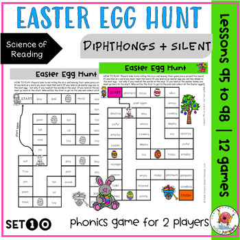 Preview of UFLI PHONICS | Easter Egg Hunt Game | Word Work Lessons 95 to 98 | Diphthongs