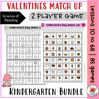 Preview of UFLI PHONICS | Valentine's Day Match Up | KINDERGARTEN BUNDLE Lessons 10 to 68