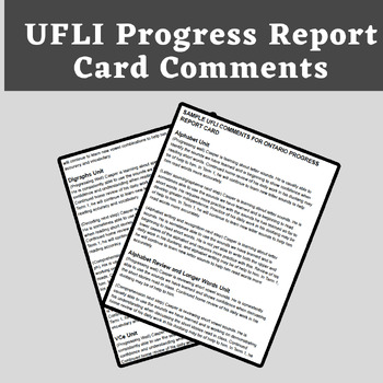 Preview of UFLI SAMPLE PROGRESS REPORT CARD COMMENTS (LANGUAGE)