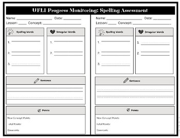 Preview of UFLI Spelling Assessment Page