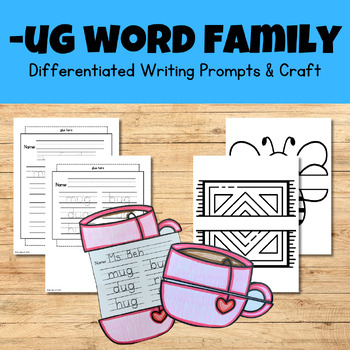 Preview of UG Word Family Phonics Writing Craftivity - Short U Phonics Writing & Craft