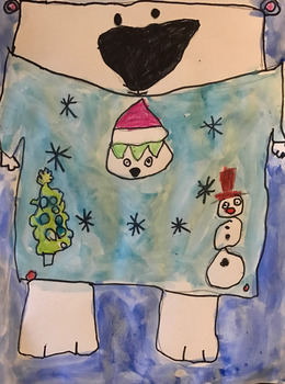 Preview of UGLY HOLIDAY CHRISTMAS SWEATER POLAR BEAR ART-VIDEO INSTRUCTIONS (download+link)