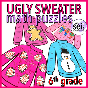 Preview of UGLY SWEATER SIXTH GRADE WINTER CHRISTMAS MATH ACTIVITY