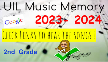 Preview of UIL Music Memory 2023 - 2024 - 2nd Grade - Click to Hear the Songs