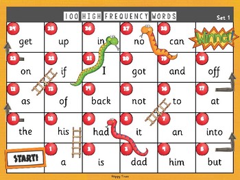 100 High Frequency Words Snakes & Ladders UK by HoppyTimes | TpT
