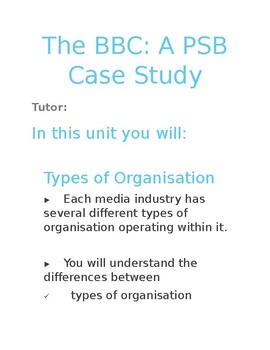 Preview of UK Case Study of A Public Service Broadcaster - The BBC