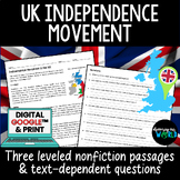 UK Independence Leveled Nonfiction Reading Passage + Quest